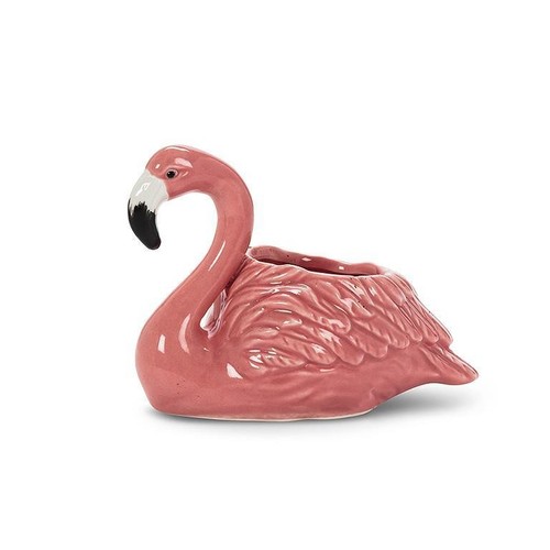 Pink porcelain small flamingo - pink,