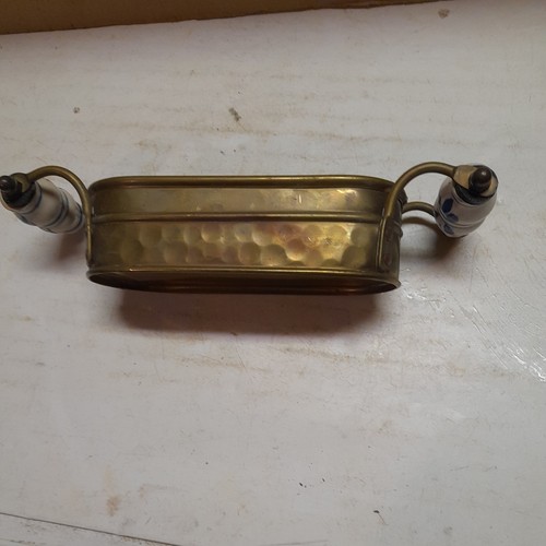 Planter small brass with blue