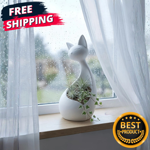 Cute cat succulent planter pot - cute,